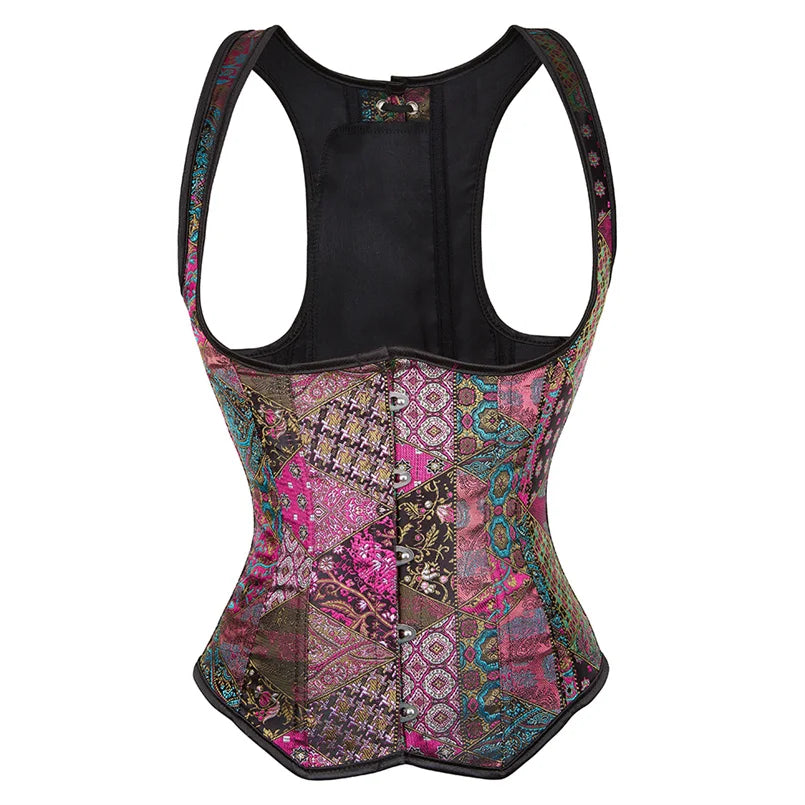 Lace-Up Striped Underbust Corset – Plus Size