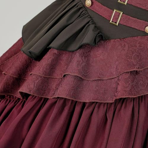 Women's Steampunk Skirt Gothic High Waisted Ruffle Pirate Skirt