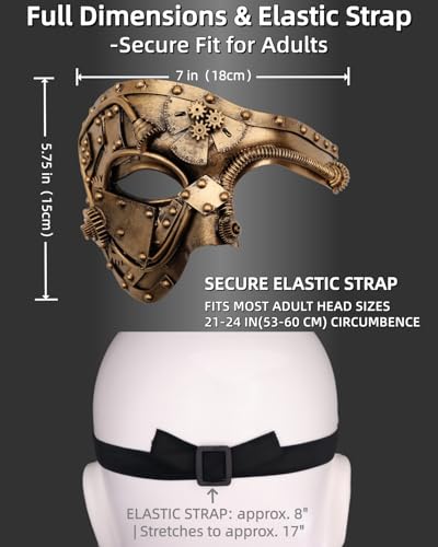 Steampunk Cyborg Half Mask – Gold Metallic Finish