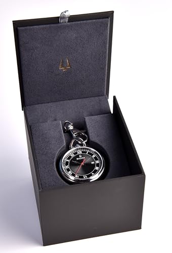 Bulova Classic Pocket Watch 3-Hand Date Quartz Stainless Steel, Black