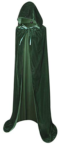 BIGXIAN Long Hooded Cloak Velvet Cape Witch Costume Halloween Costumes for Women Men