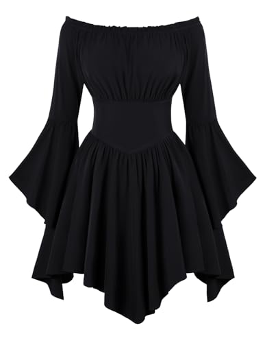 Scarlet Darkness Renaissance Costume Women Pirate Off Shoulder Corset Dress