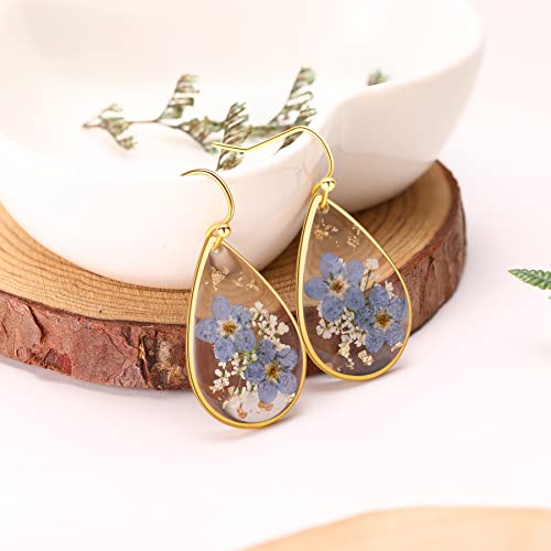 Forget-Me-Not Pressed Flower Earrings | Handmade Drop and Dangle Earrings | Pressed Flower Jewelry | Thanksgiving Christmas birthdays | Gift for Woman Secondary image