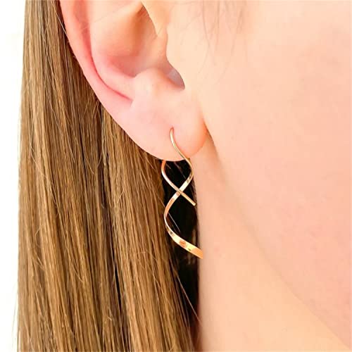 Hand-Bent Spiral Threader Dangle Earrings