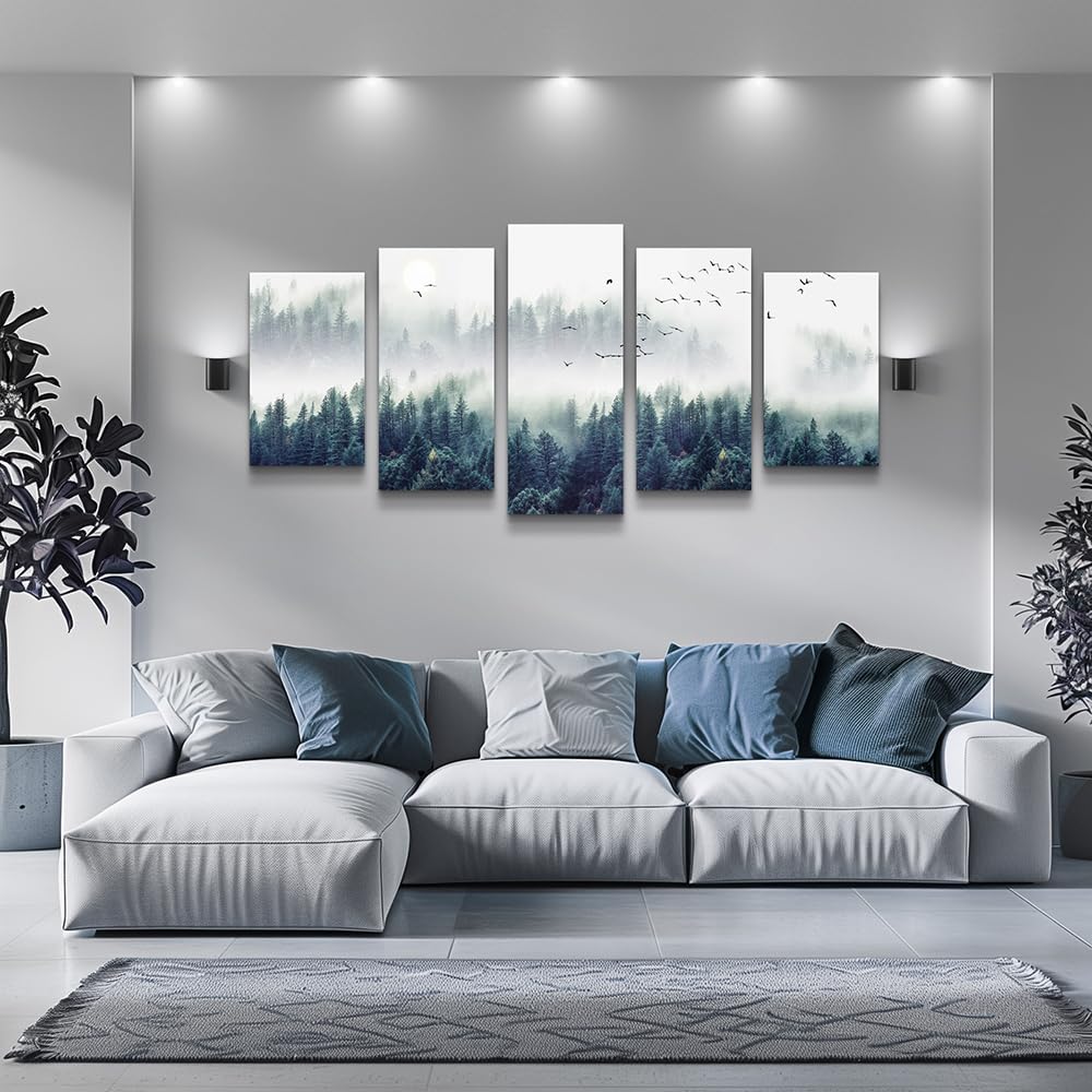 Fog Forest Artisanal Wall Canvas Art Decoration Decor