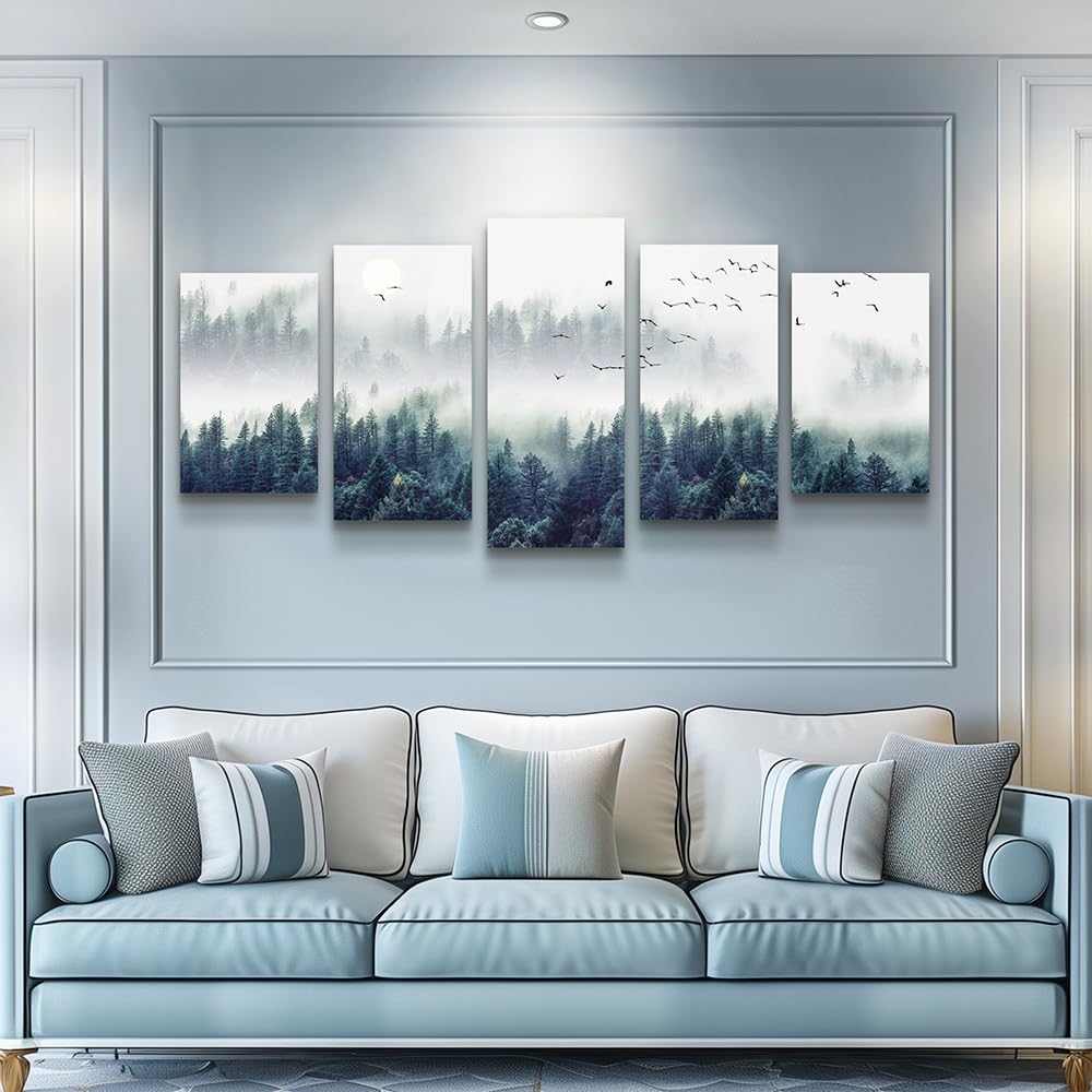 Fog Forest Artisanal Wall Canvas Art Decoration Decor