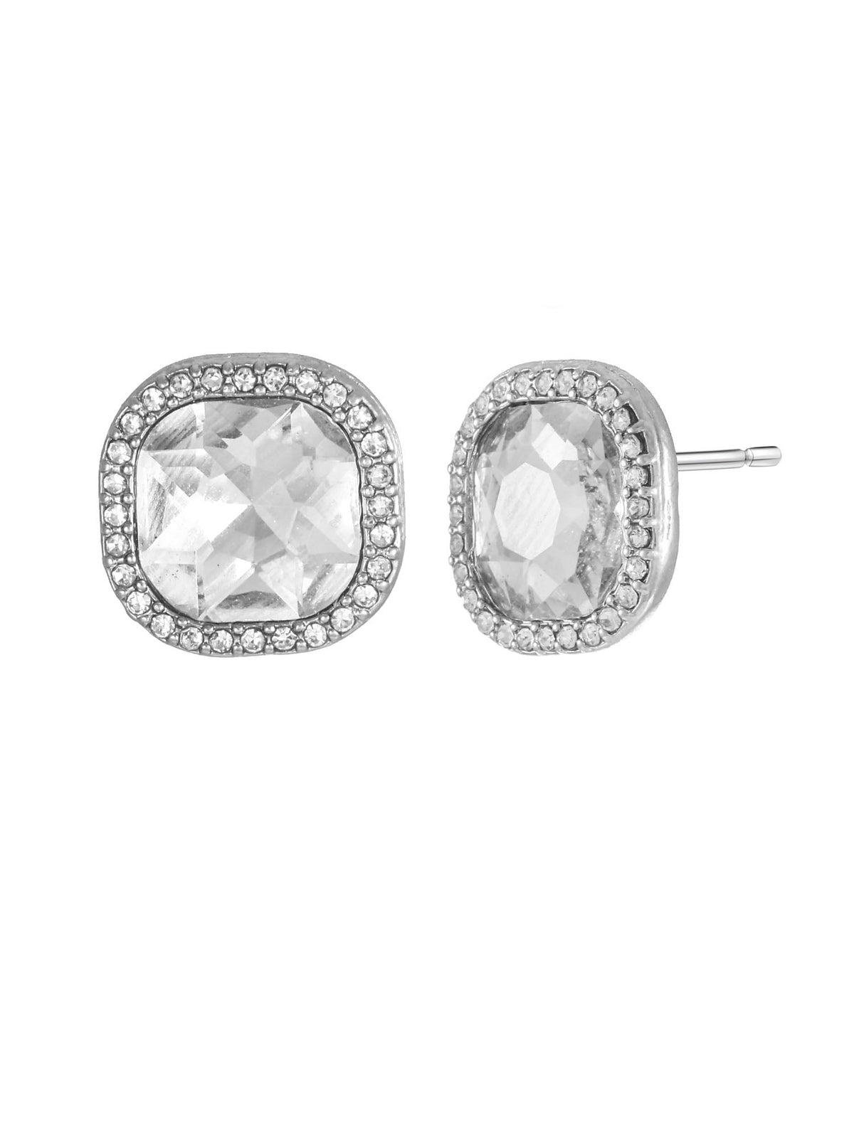 Crystal Cushion Cut Stud Earrings