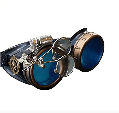 Victorian Steampunk Goggles with Compass & Ocular Loupe Main image