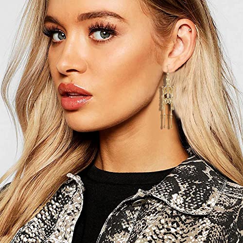 Halloween Skeleton Earrings Spooky Skull Skeleton Dangle Earrings for Women Costume Dress Up Ghost Earrings Halloween Outfits Jewelry Accessories Gifts