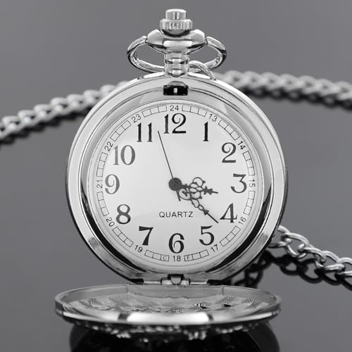 Dragon Design Quartz Pocket Watch Roman Numerals with Chain Birthdays