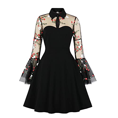 Women's Vintage Polka Dot 1950s Audrey Retro Rockabilly Prom Dress 50's 60's A-Line Cocktail Party Swing Dress