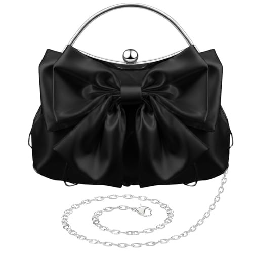 Coquette Bow Pleated Satin Clutch