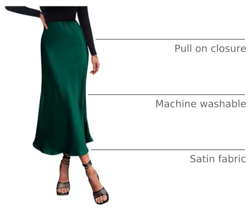 PRETTYGARDEN Women's Satin Midi Skirts Dressy Casual