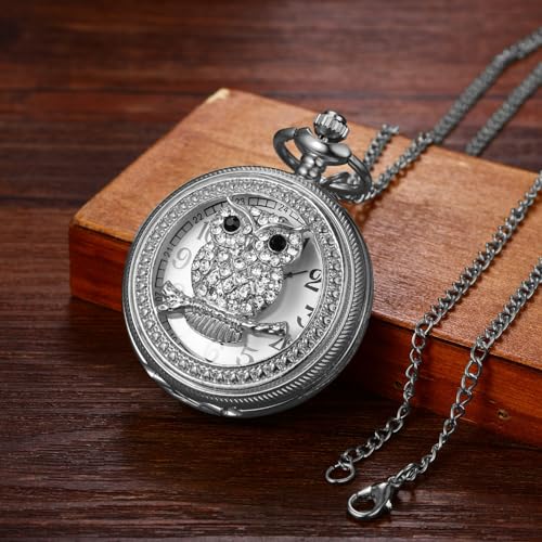 Women's Pocket Watch Skeleton Owl Pocket Watches Pendant Necklace Rhin Secondary image