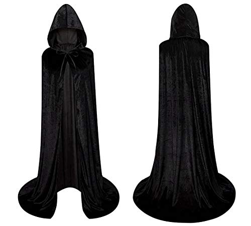 LHJ Unisex Full Length Hooded Robe Cloak Long Velvet Cape Cosplay Costume