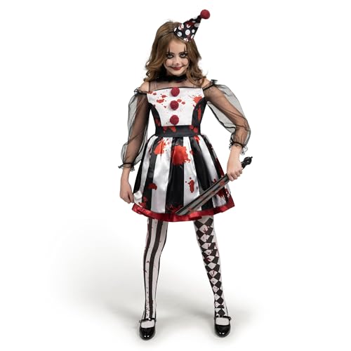 Spooktacular Creations Girls Clown Costume, Scary Clown Costume, Black and White Bloody Jester Dress for Girls Main image