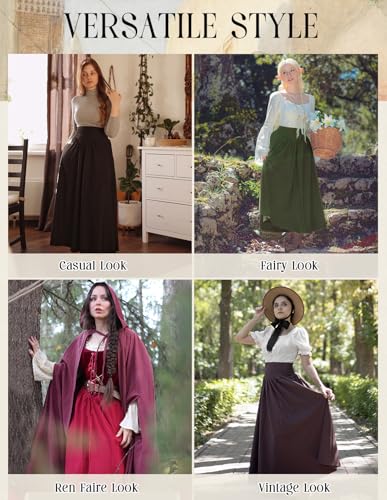 Scarlet Darkness Women Renaissance Maxi Skirt Victorian Flowy Long Skirts