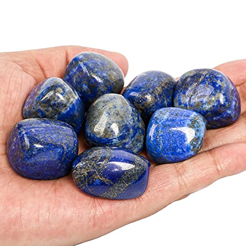 ZenQ 1/2 lb Tumbled Lapis Lazuli Stones for Wicca, Reiki, and Energy Crystal Healing, Natural Lapis Lazuli from Afghanistan