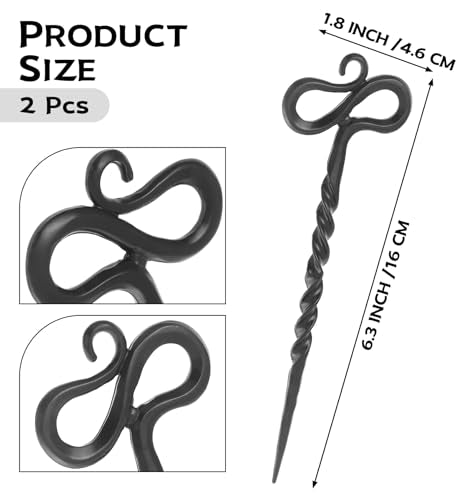 Twist Hand Forged Styling Pins Black Wicca Witch Hair Slide Renaissance Festival Hair Acceossories for Women Hair Stick