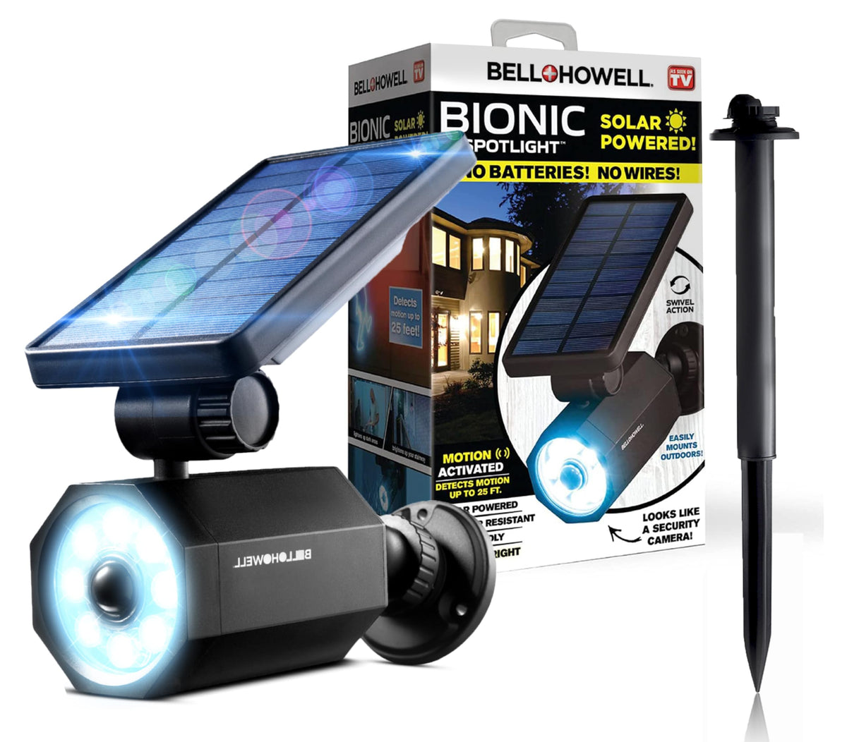 Bell+howell Bionic Spotlight Motion Solar Spot LED Light, for Garden, Lawn as Seen on tv