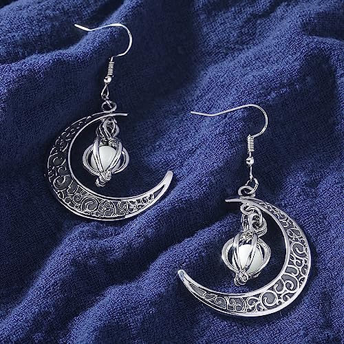 EEQQBZ Glow In Dark Crescent Moon Dangle Earrings