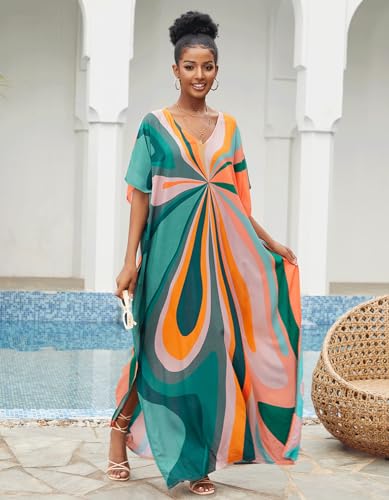 Women's Plus Size Beach Lounge Kaftan Maxi Dress swimsuit coverup for women