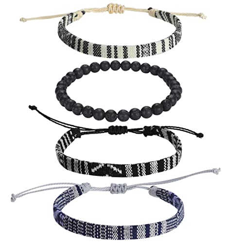 Beach Bracelet Set for Men and Women, Surfer Men Bracelet, Braided Boho Summer Bracelets Adjustable Men's Bracelet Handmade Women Bracelet String Rope Ankle Bracelets Birthday Gift