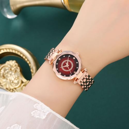 Women Watches with Bracelet Rose Gold for Lady Elegant Stainless Steel