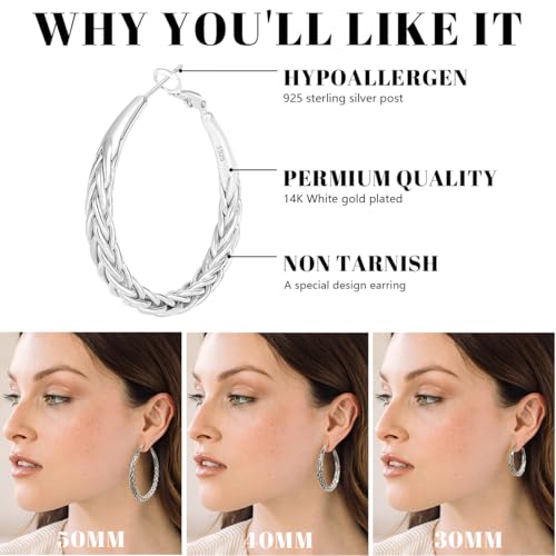 Sterling Silver Hoop Earrings Hypoallergenic Thick Silver Earrings