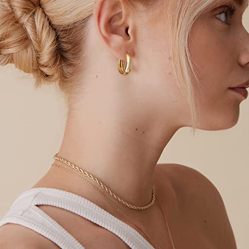 PAVOI Gold Hoop Earrings for Women, 14K Gold Plated Small Chunky Hoops