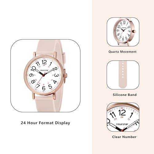 Women's Analog Nurse Watch with Second Hand for Nursing, 12/24 Time, S