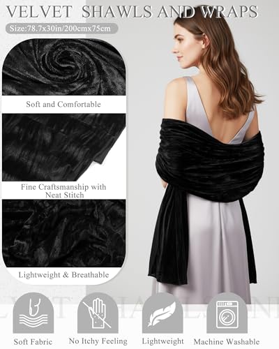 Geyoga Women Crushed Velvet Shawl Wrap Evening Dresses