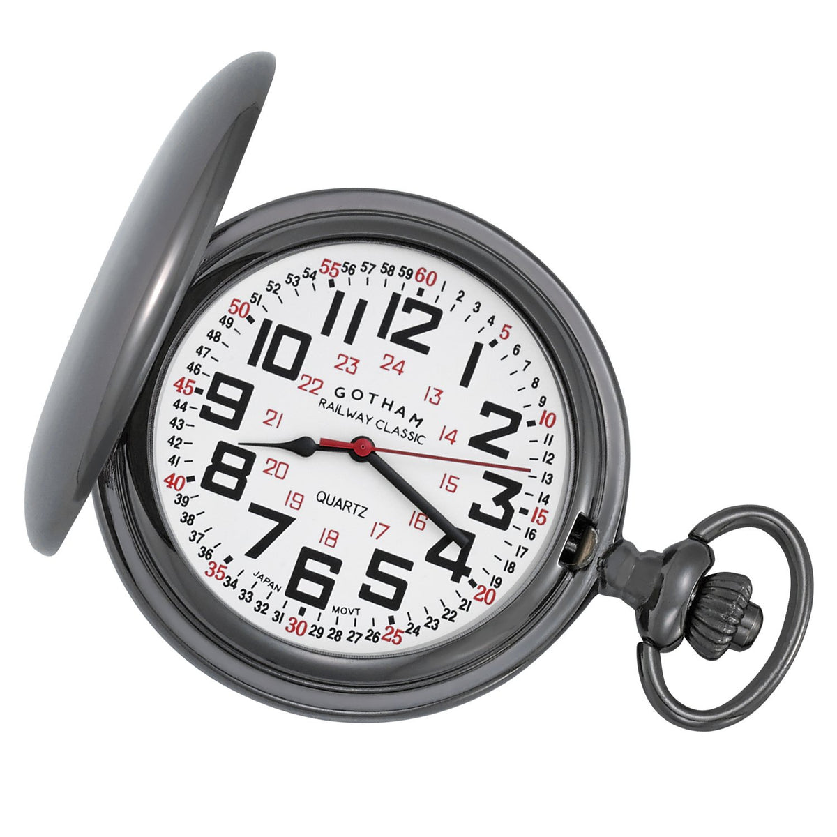 Gunmetal Polished Covered Railroad Pocket Watch