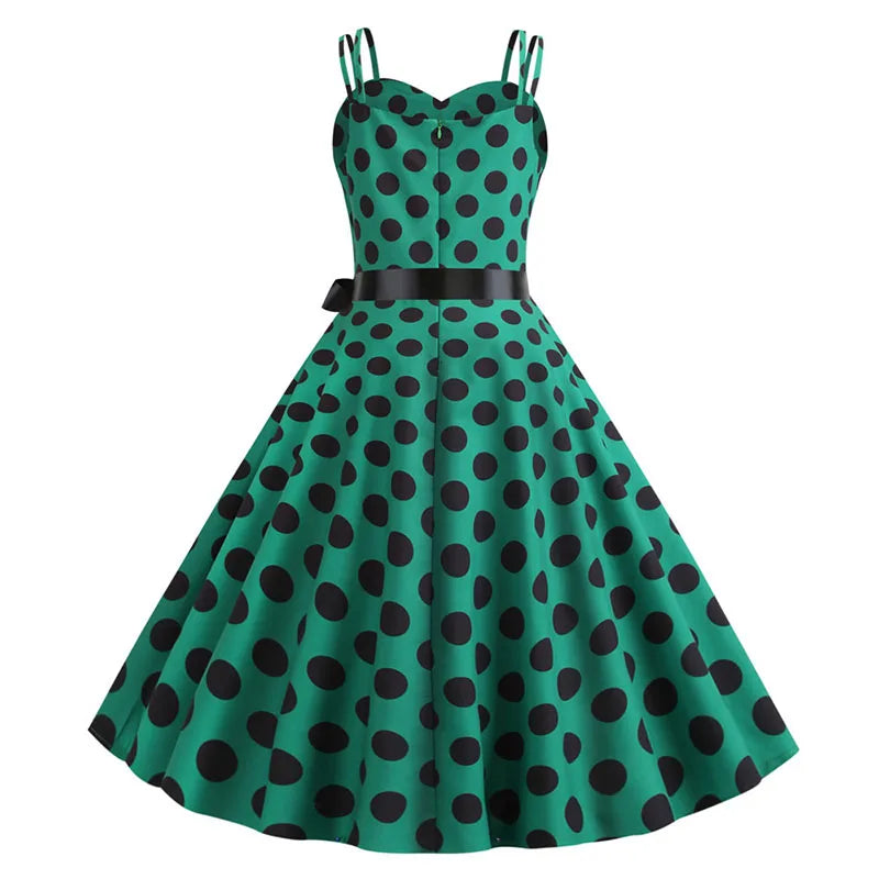 Summer Sexy Spaghetti Strap Polka Dot Dress Big Swing Party Rockabilly Dress Vestidos Secondary image