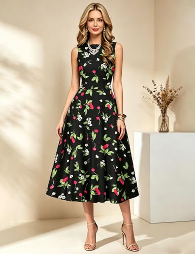 Simple Flavor Women's Vintage 1950s Cocktail Midi Dress