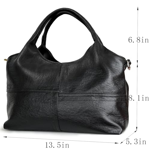Medium Vegan Leather Satchel Tote with Detachable Strap