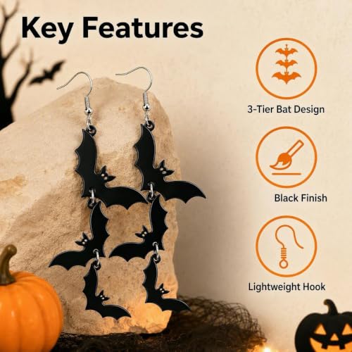 Punk Halloween Earrings Skeleton Skull Dangle Pumpkin Bat Spider Terror Earrings