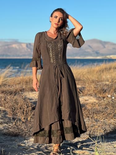 Scarlet Darkness Renaissnace Faire Costume Dress for Women Pirate Overdress