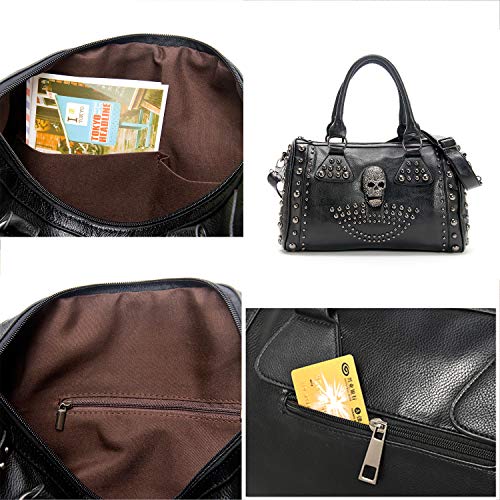 Women Skull Handbag — Large Capacity Gothic Studded Shoulder Bag