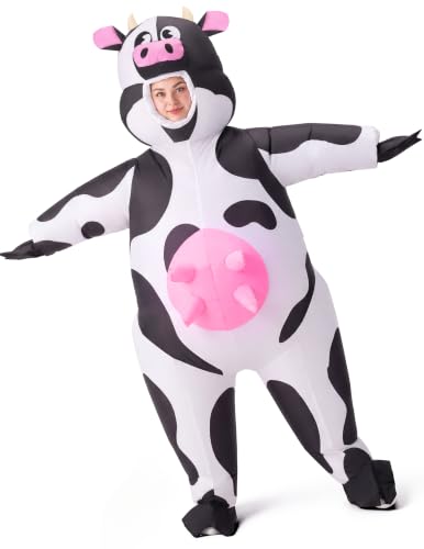 Spooktacular Creations Inflatable Cow Costume, Blow up Cow Costume for Adults, Cow Inflatable Suit for Halloween Parties