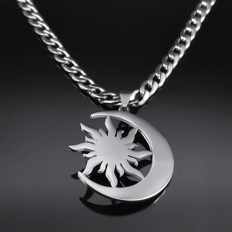 Wicca Sun And Moon Necklaces Stainless