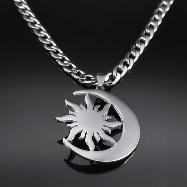 Wicca Sun And Moon Necklaces Stainless