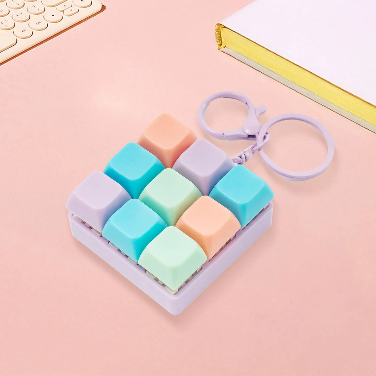 9-Key Mini Keyboard Fidget Keychain