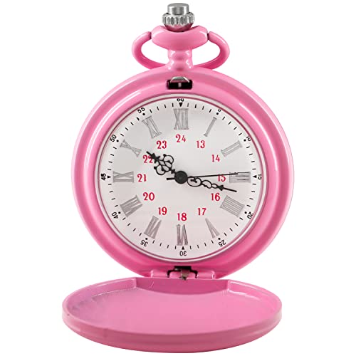 Smooth Cover Quartz Pocket Watch, Fashionable Roman Digital White Dial