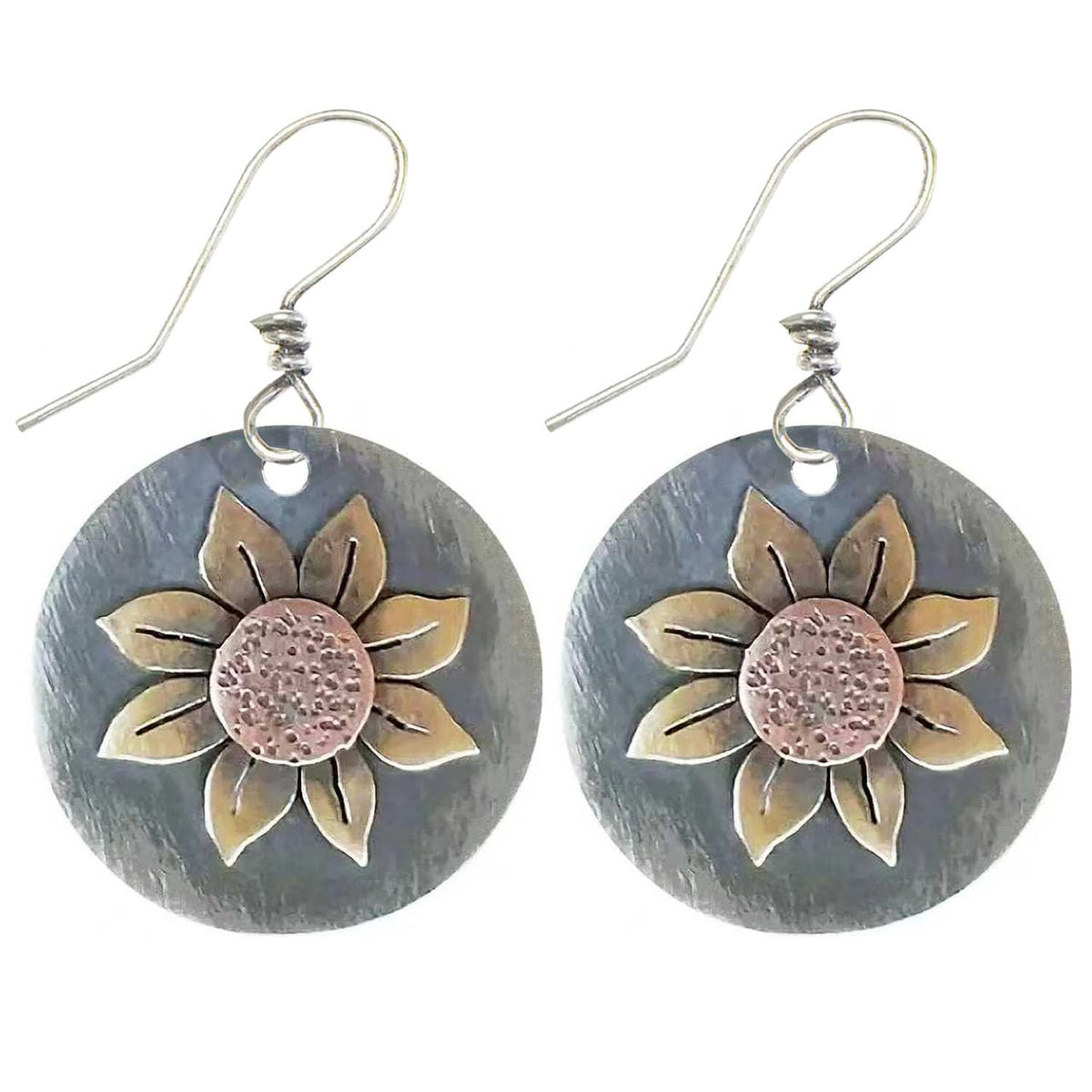 Gray Teardrop Flower Boho Dangle Earrings