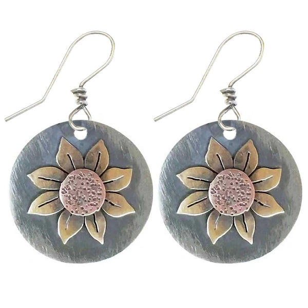 Gray Teardrop Flower Boho Dangle Earrings