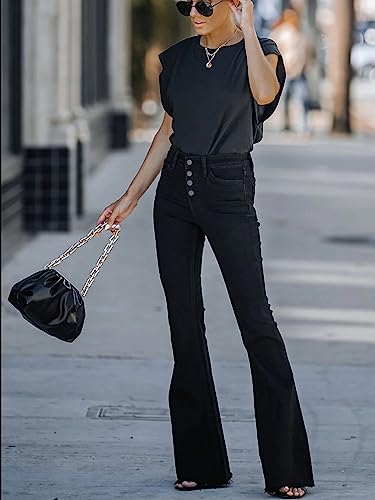 Women's Flare Bell Bottom Jeans High Waisted Wide Leg Bootcut