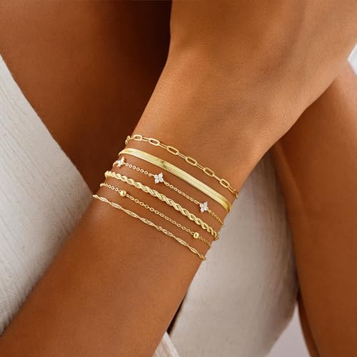 M MOOHAM Gold Bracelets Set for Women No Tarnish