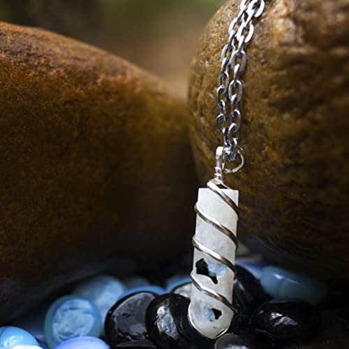 Rainbow Moonstone Healing Crystal Necklace