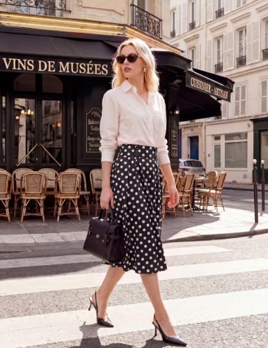 Belle Poque Women's Midi Pleated A-Line Skirts Pockets